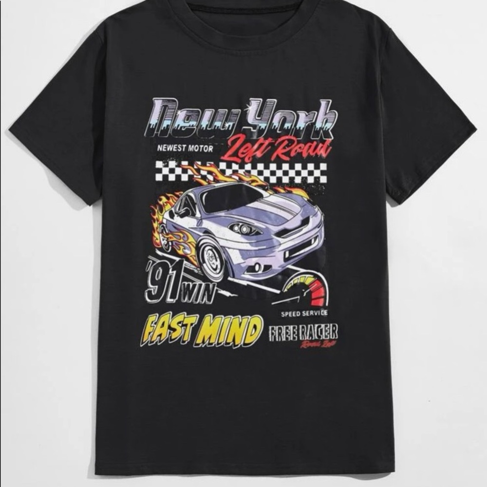 Guys Car & Letter Graphic Tee